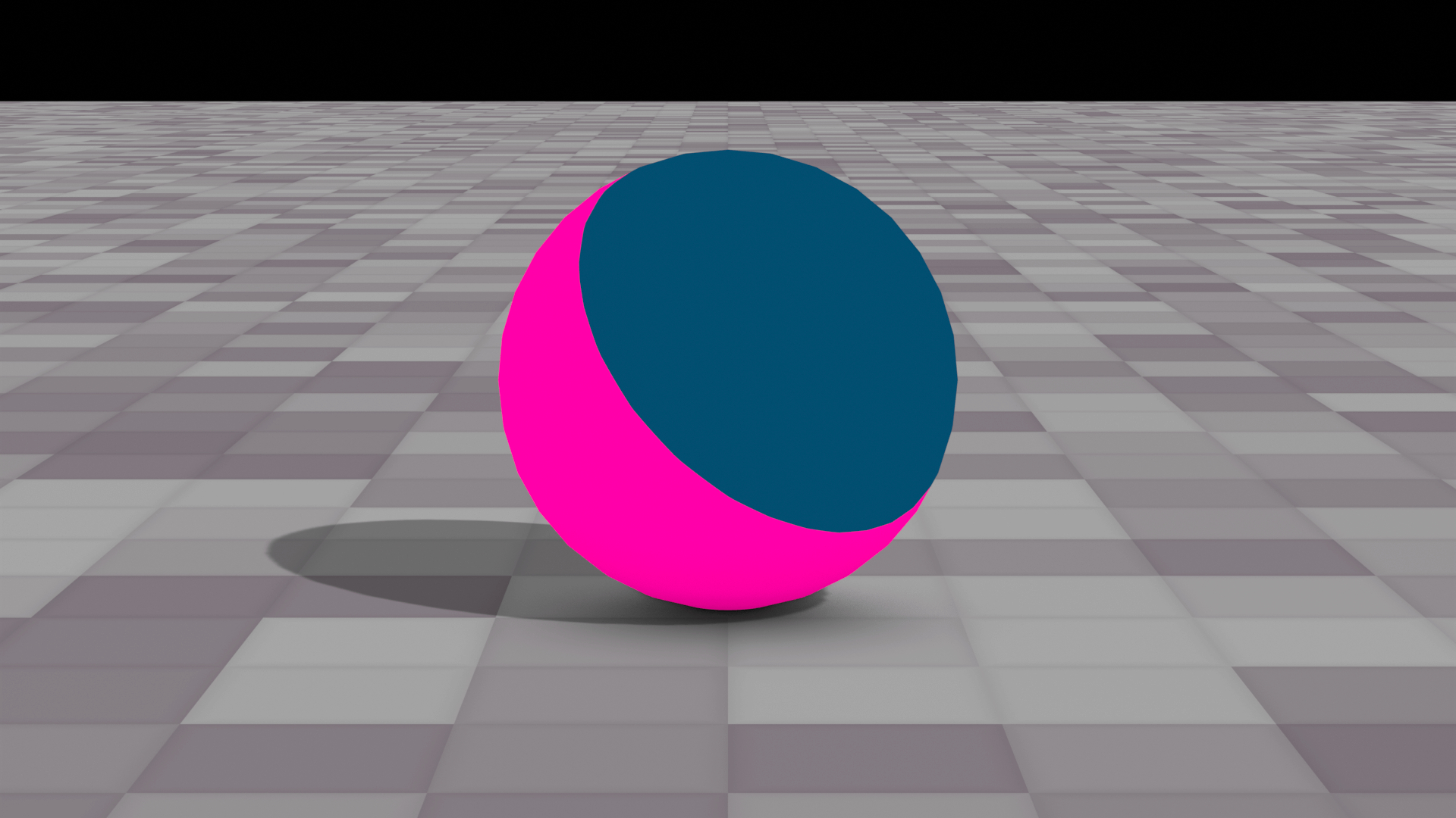 A blue sphere with a bright magenta shadow.