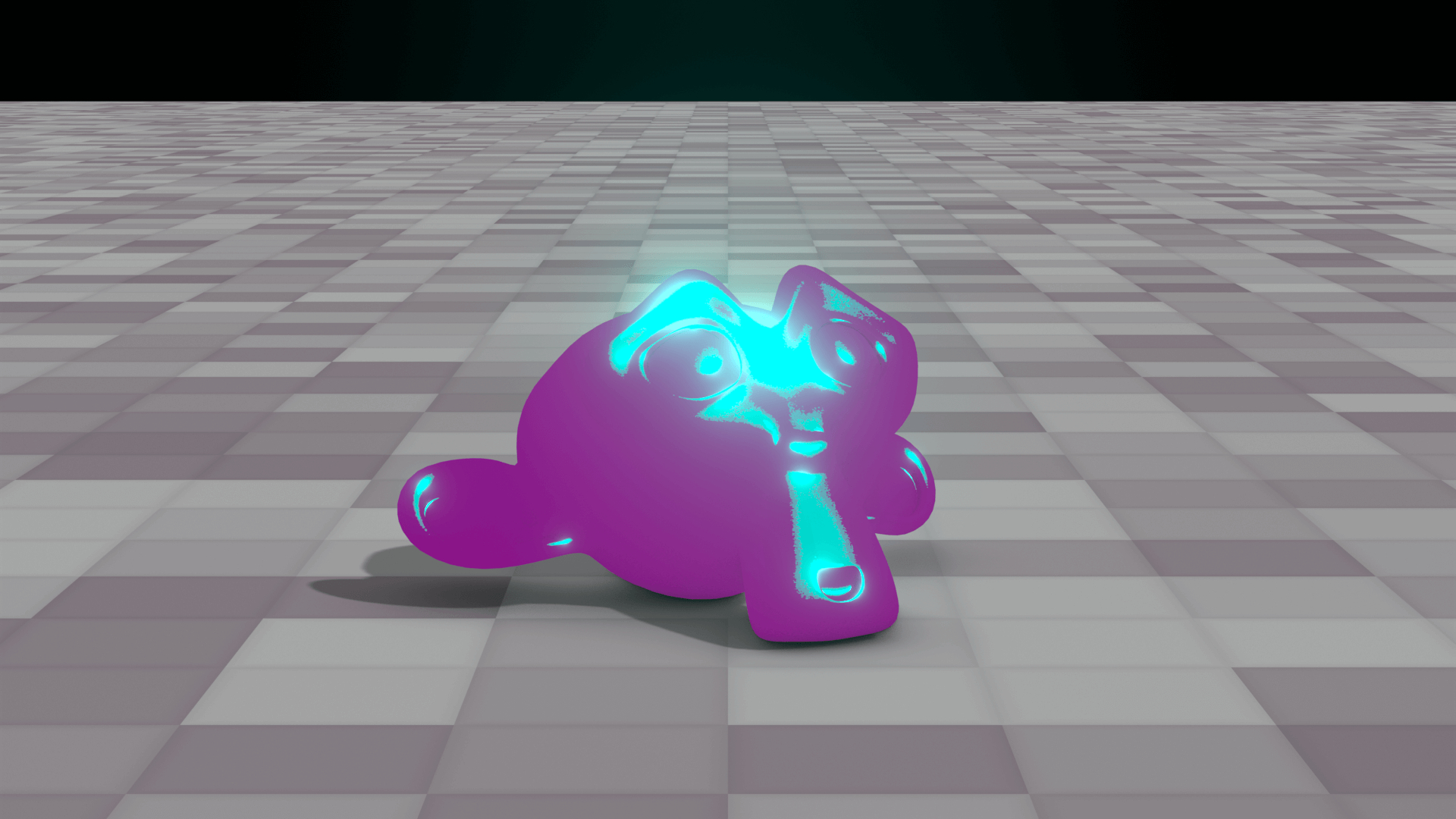 A stylized metalic Suzanne the Blender Monkey